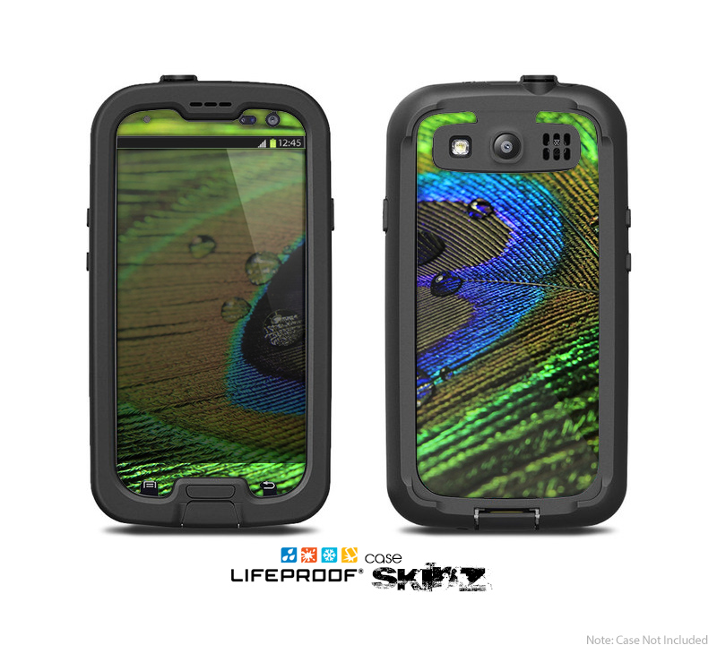 The Watered Neon Peacock Feather Skin For The Samsung Galaxy S3 LifeProof Case