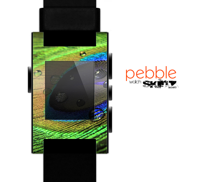 The Watered Neon Peacock Feather Skin for the Pebble SmartWatch