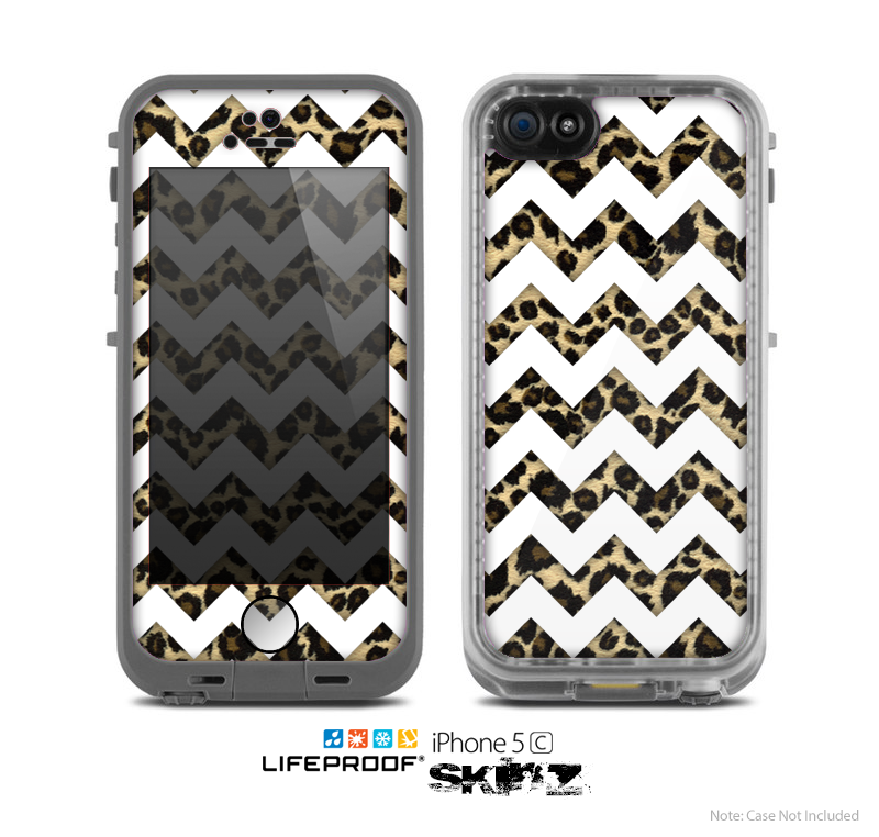 The White Chevron & Small Vector Cheetah Animal Print Skin for the Apple iPhone 5c LifeProof Case