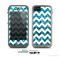 The White Chevron & Turquoise Glimmer Skin for the Apple iPhone 5c LifeProof Case