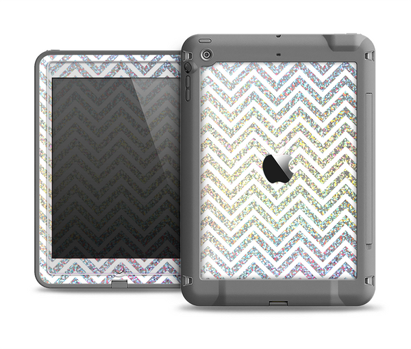 The White & Confetti Glitter Print Sharp Chevron Apple iPad Air LifeProof Fre Case Skin Set