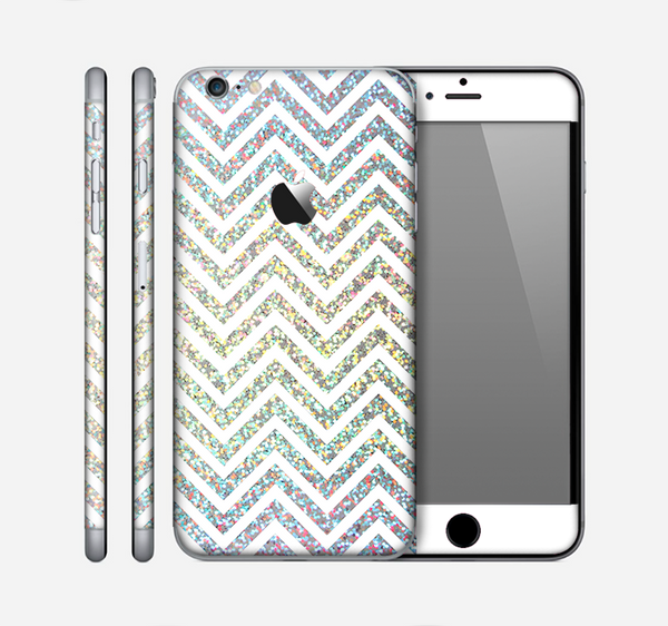 The White & Confetti Glitter Print Sharp Chevron Skin for the Apple iPhone 6 Plus