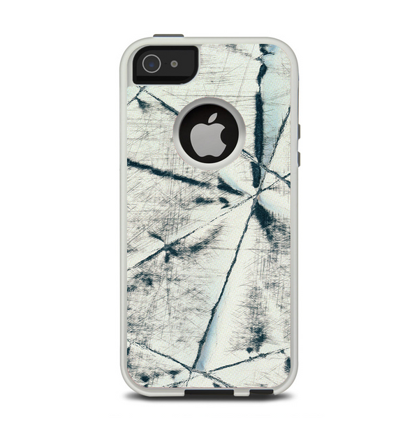 The White Cracked Woven Texture Apple iPhone 5-5s Otterbox Commuter Case Skin Set