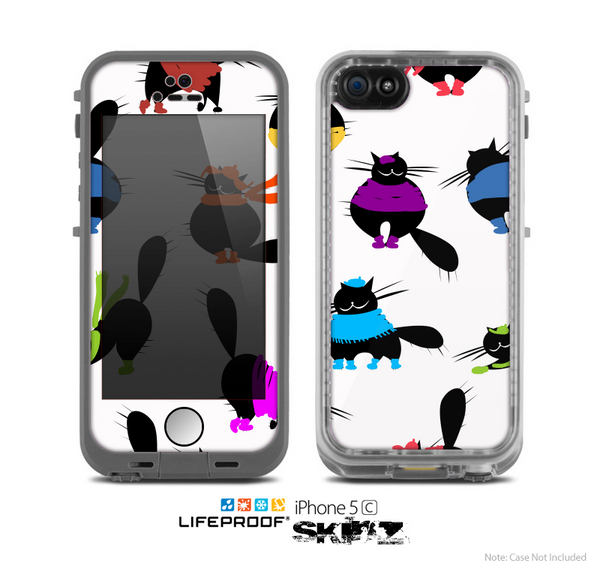 The White Cute Fashion Cats Skin for the Apple iPhone 5c LifeProof Case