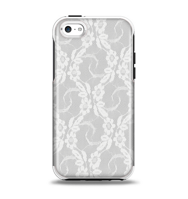 The White Floral Lace Apple iPhone 5c Otterbox Symmetry Case Skin Set
