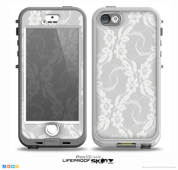 The White Floral Lace Skin for the iPhone 5-5s NUUD LifeProof Case
