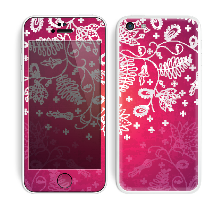 The White Flower Ornament on Pink Skin for the Apple iPhone 5c