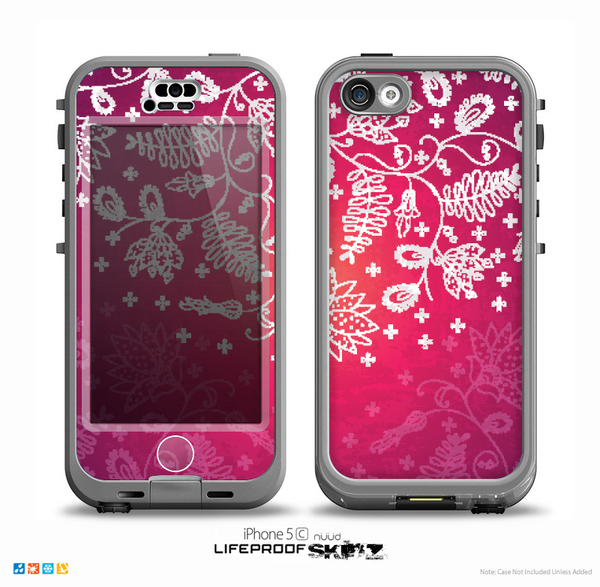 The White Flower Ornament on Pink Skin for the iPhone 5c nüüd LifeProof Case