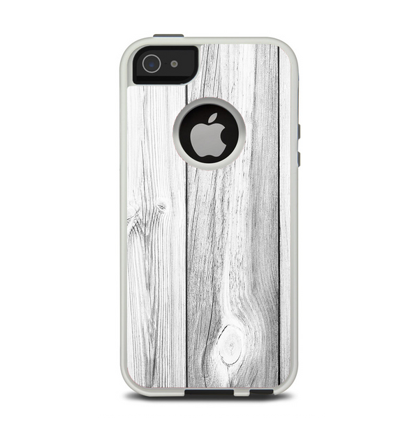 The White & Gray Wood Planks Apple iPhone 5-5s Otterbox Commuter Case Skin Set