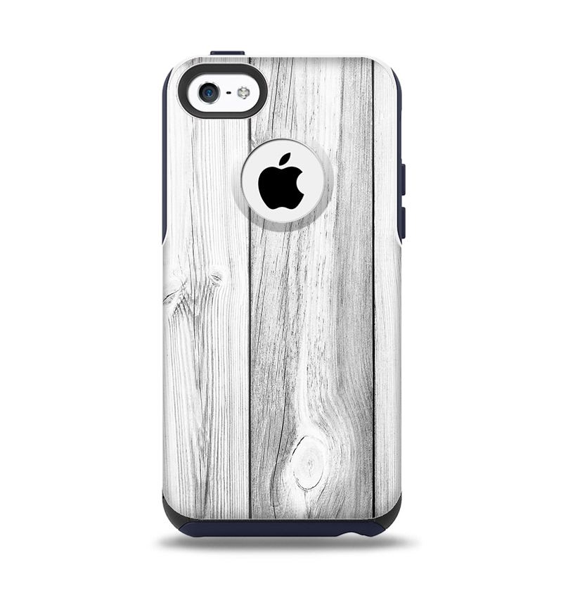The White & Gray Wood Planks Apple iPhone 5c Otterbox Commuter Case Skin Set