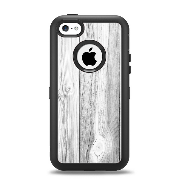 The White & Gray Wood Planks Apple iPhone 5c Otterbox Defender Case Skin Set