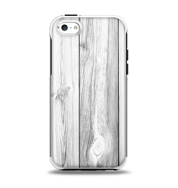 The White & Gray Wood Planks Apple iPhone 5c Otterbox Symmetry Case Skin Set