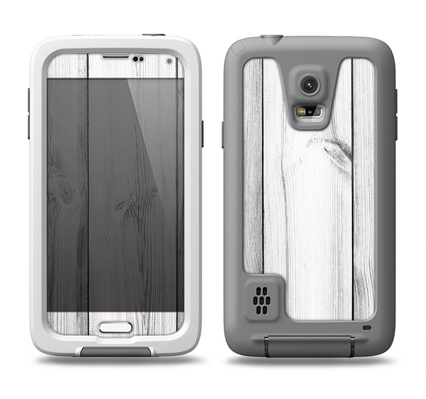 The White & Gray Wood Planks Samsung Galaxy S5 LifeProof Fre Case Skin Set
