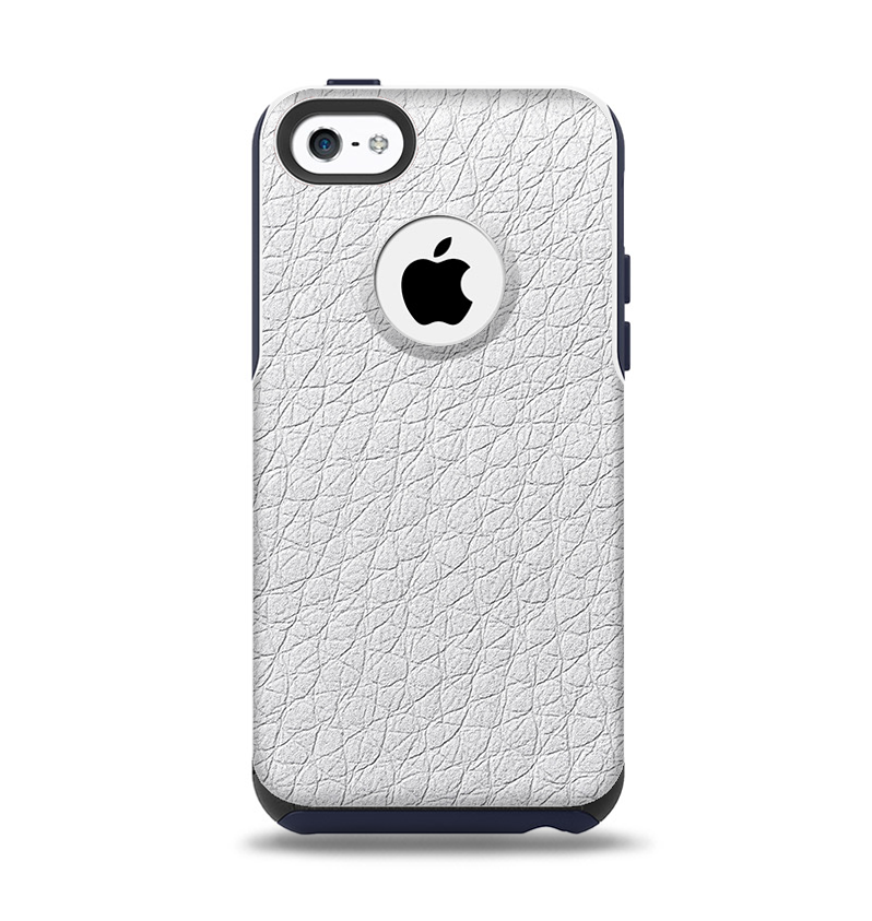 The White Leather Texture Apple iPhone 5c Otterbox Commuter Case Skin Set