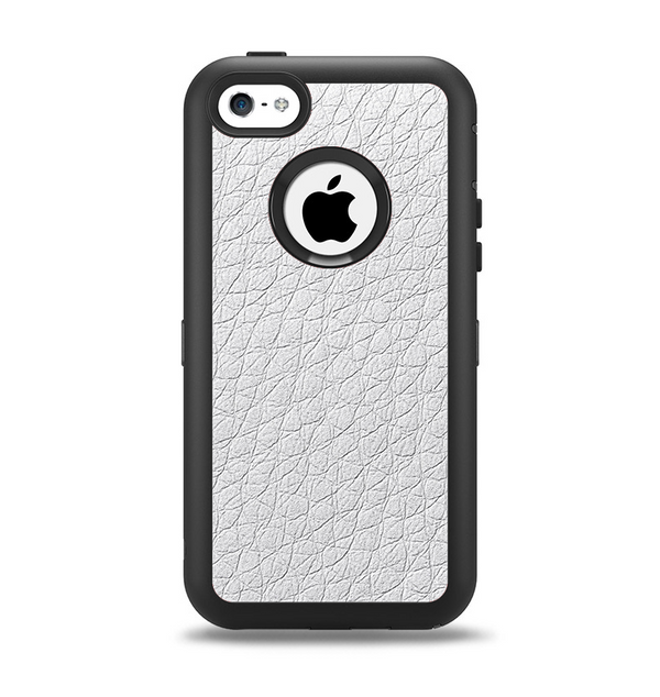 The White Leather Texture Apple iPhone 5c Otterbox Defender Case Skin Set