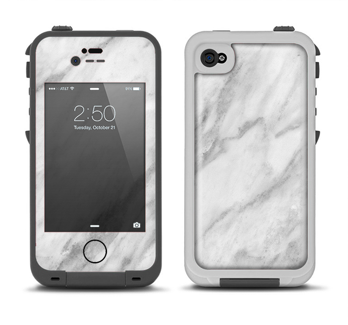 The White Marble Surface Apple iPhone 4-4s LifeProof Fre Case Skin Set