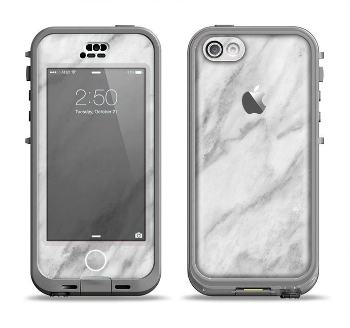 The White Marble Surface Apple iPhone 5c LifeProof Nuud Case Skin Set