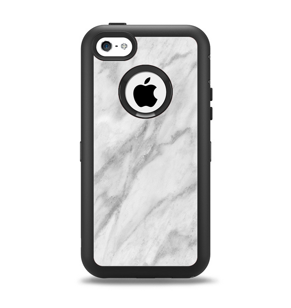The White Marble Surface Apple iPhone 5c Otterbox Defender Case Skin Set
