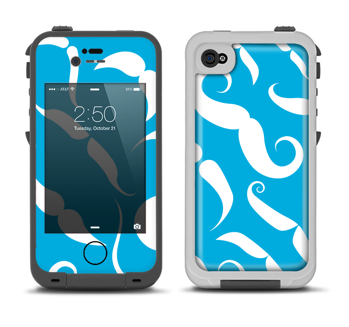 The White Mustaches with blue background Apple iPhone 4-4s LifeProof Fre Case Skin Set