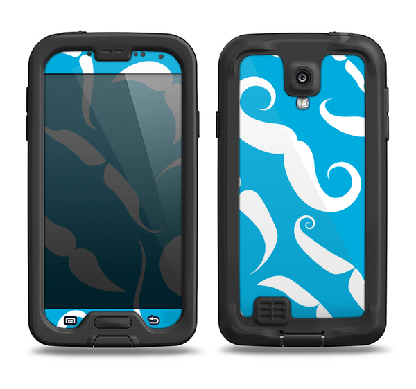 The White Mustaches with blue background Samsung Galaxy S4 LifeProof Nuud Case Skin Set