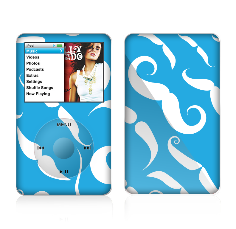 The White Mustaches with blue background Skin For The Apple iPod Classic