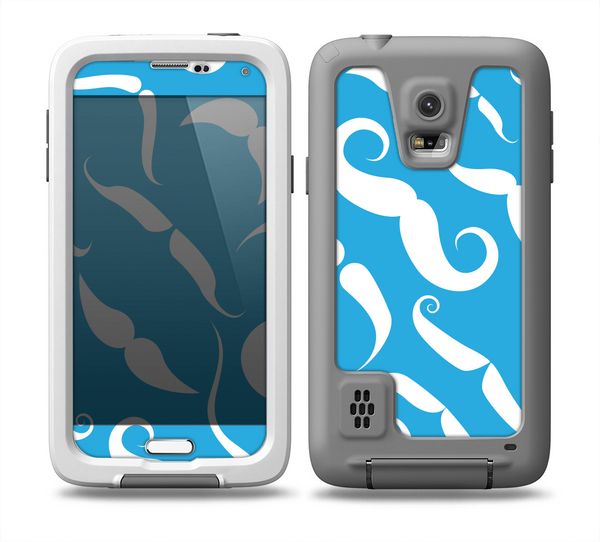 The White Mustaches with blue background Skin for the Samsung Galaxy S5 frē LifeProof Case