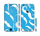 The White Mustaches with blue background Sectioned Skin Series for the Apple iPhone 6s Plus