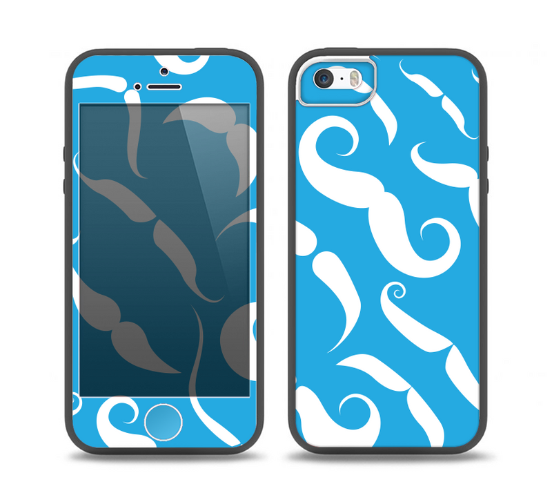 The White Mustaches with blue background Skin Set for the iPhone 5-5s Skech Glow Case