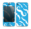 The White Mustaches with blue background Skin for the Apple iPhone 4-4s