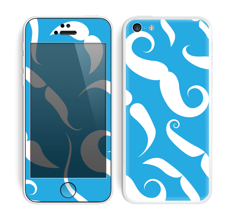 The White Mustaches with blue background Skin for the Apple iPhone 5c