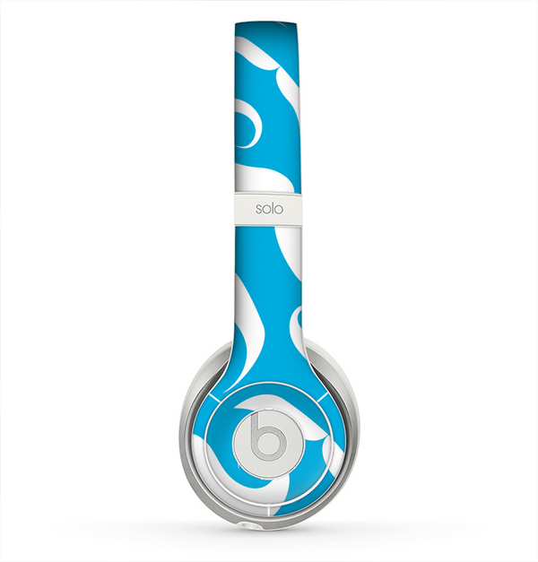 The White Mustaches with blue background Skin for the Beats by Dre Solo 2 Headphones