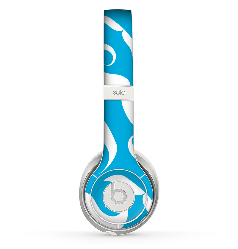 The White Mustaches with blue background Skin for the Beats by Dre Solo 2 Headphones