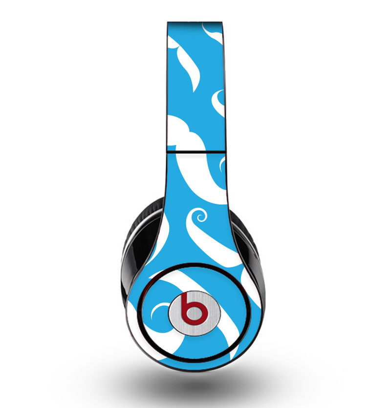 The White Mustaches with blue background Skin for the Original Beats by Dre Studio Headphones
