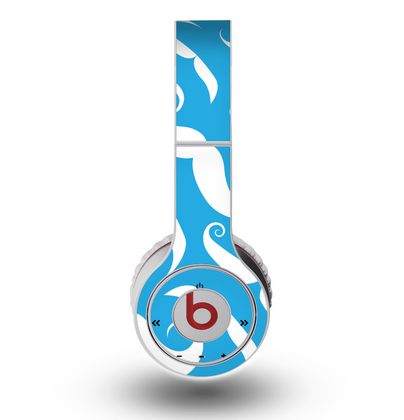 The White Mustaches with blue background Skin for the Original Beats by Dre Wireless Headphones