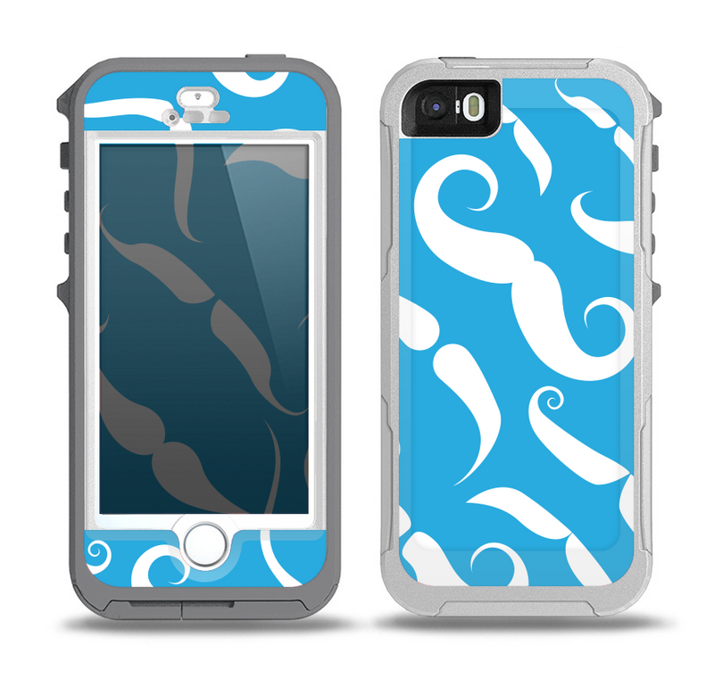 The White Mustaches with blue background Skin for the iPhone 5-5s OtterBox Preserver WaterProof Case