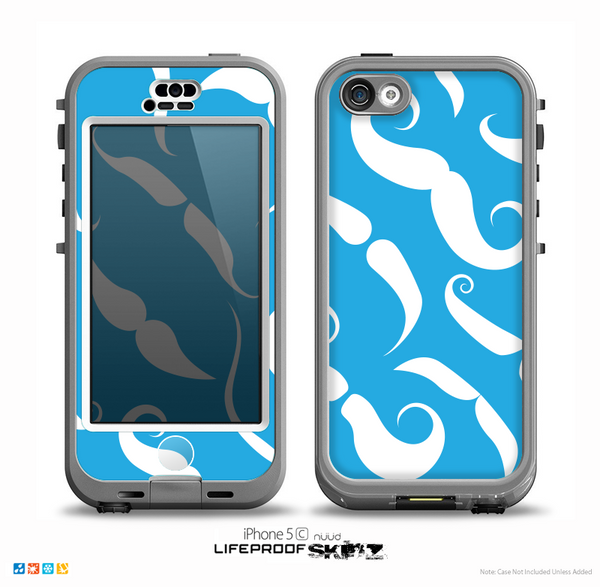 The White Mustaches with blue background Skin for the iPhone 5c nüüd LifeProof Case