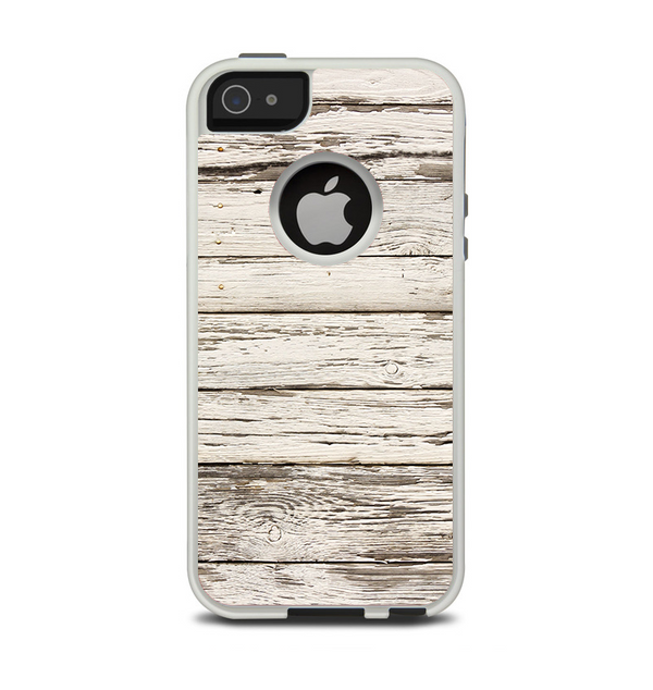 The White Painted Aged Wood Planks Apple iPhone 5-5s Otterbox Commuter Case Skin Set