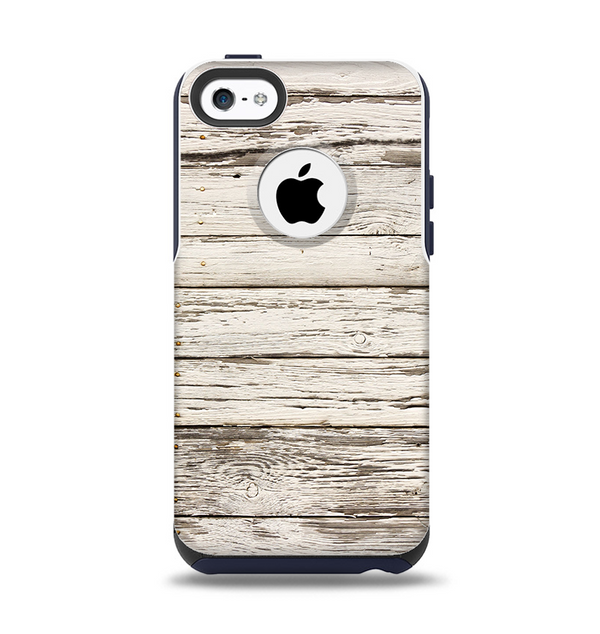 The White Painted Aged Wood Planks Apple iPhone 5c Otterbox Commuter Case Skin Set