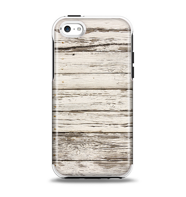 The White Painted Aged Wood Planks Apple iPhone 5c Otterbox Symmetry Case Skin Set