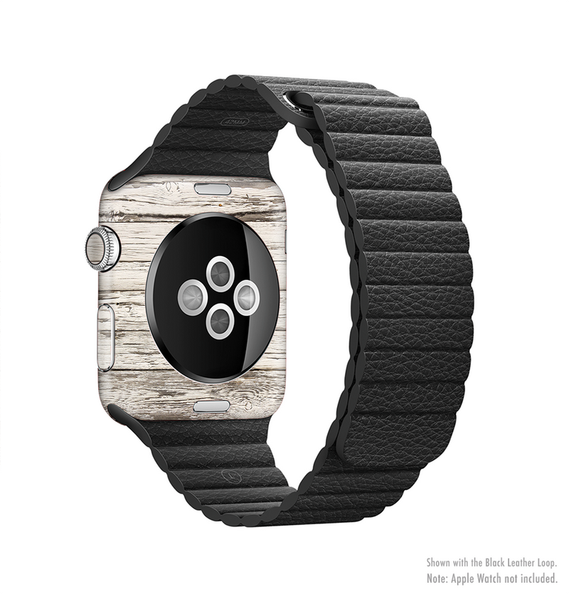 The White Painted Aged Wood Planks Full-Body Skin Kit for the Apple Watch
