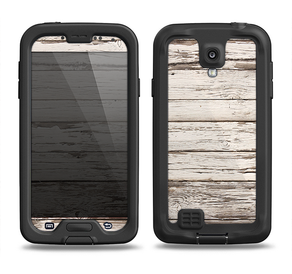 The White Painted Aged Wood Planks Samsung Galaxy S4 LifeProof Nuud Case Skin Set