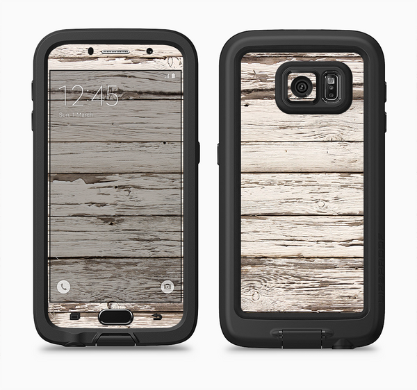 The White Painted Aged Wood Planks Full Body Samsung Galaxy S6 LifeProof Fre Case Skin Kit