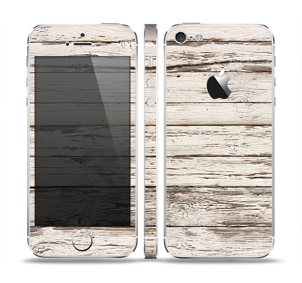 The White Painted Aged Wood Planks Skin Set for the Apple iPhone 5