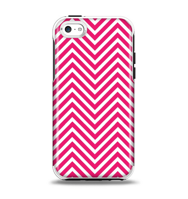 The White & Pink Sharp Chevron Pattern Apple iPhone 5c Otterbox Symmetry Case Skin Set