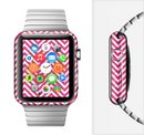 The White & Pink Sharp Chevron Pattern Full-Body Skin Kit for the Apple Watch