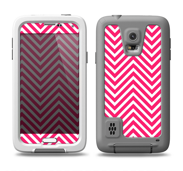 The White & Pink Sharp Chevron Pattern Samsung Galaxy S5 LifeProof Fre Case Skin Set
