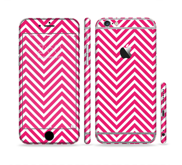 The White & Pink Sharp Chevron Pattern Sectioned Skin Series for the Apple iPhone 6 Plus