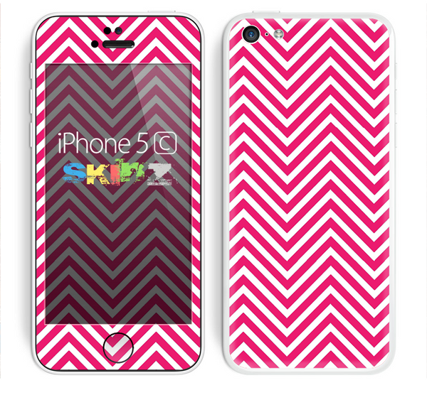 The White & Pink Sharp Chevron Pattern Skin for the Apple iPhone 5c