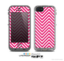 The White & Pink Sharp Chevron Pattern Skin for the Apple iPhone 5c LifeProof Case