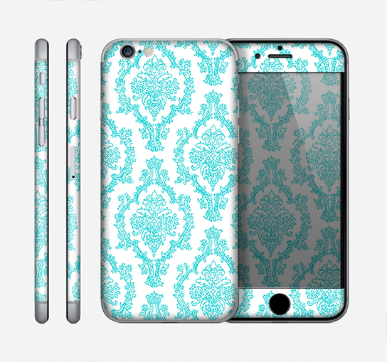 The White & Teal Damask Pattern Skin for the Apple iPhone 6